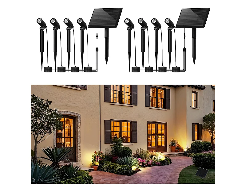 Set van 4 NETTLIFE LED-tuinspots met grondpen IP65 buiten 3000K voor stoepbomen