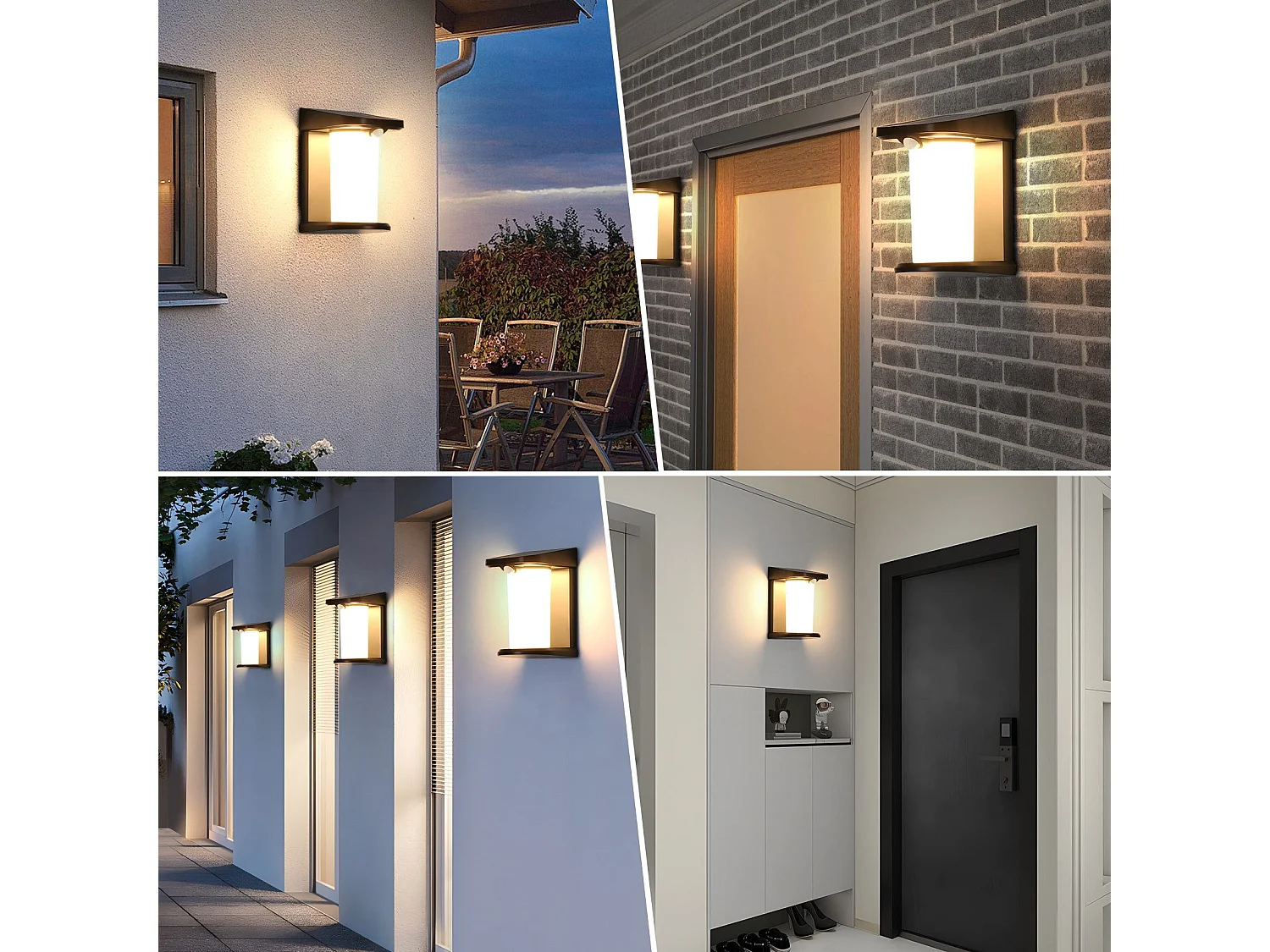 Lampes solaires d'extérieur NETTLIFE avec détecteur de mouvement Applique murale solaire d'extérieur 2 modes blanc chaud 3 000 K