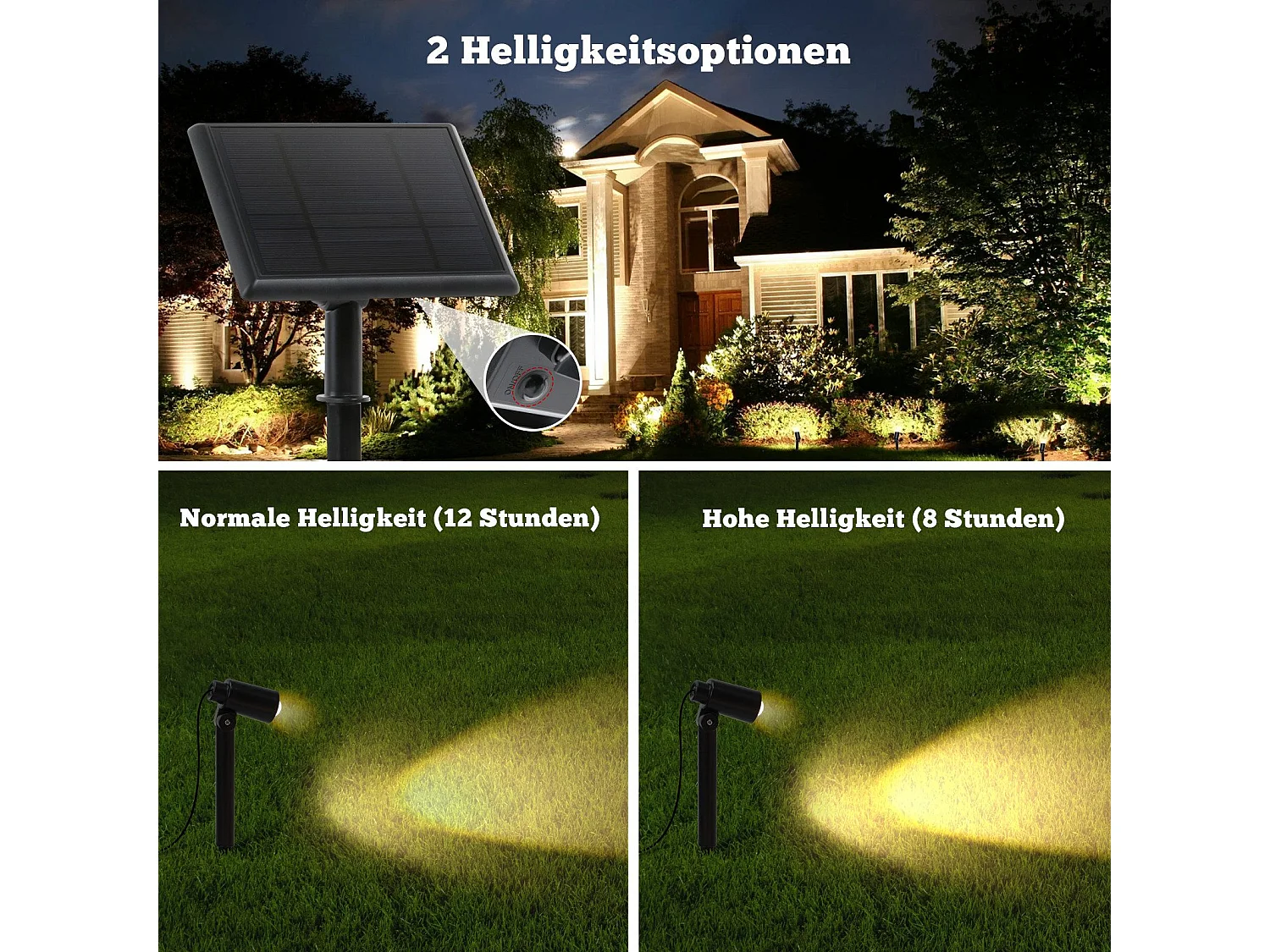 Focos LED de jardín NETTLIFE con estaca, juego de 4 lámparas de jardín IP65 exterior 3000K para árboles de acera