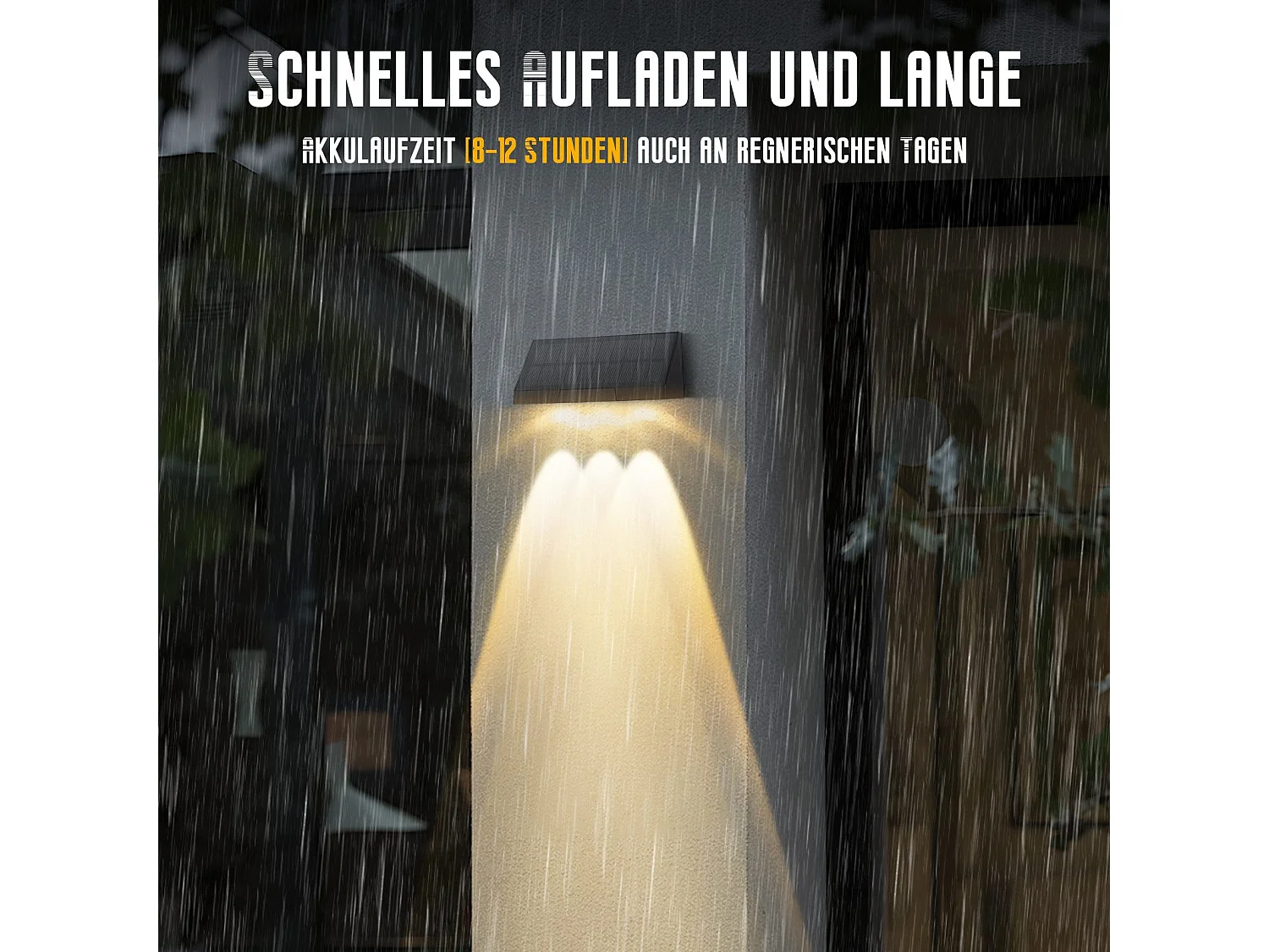 Lampes solaires d'extérieur NETTLIFE - Applique murale solaire d'extérieur, appliques murales d'extérieur à LED 3 000 K, blanc chaud, 2 modes