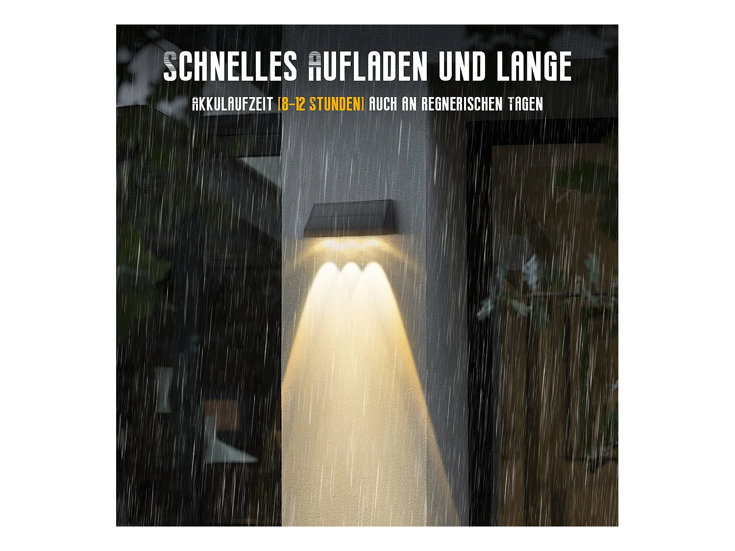 NETTLIFE Solarleuchten für den Garten im Freien – 4 LED-Solar-Wandleuchten, 2 Modi, 3000 K, Warmweiß