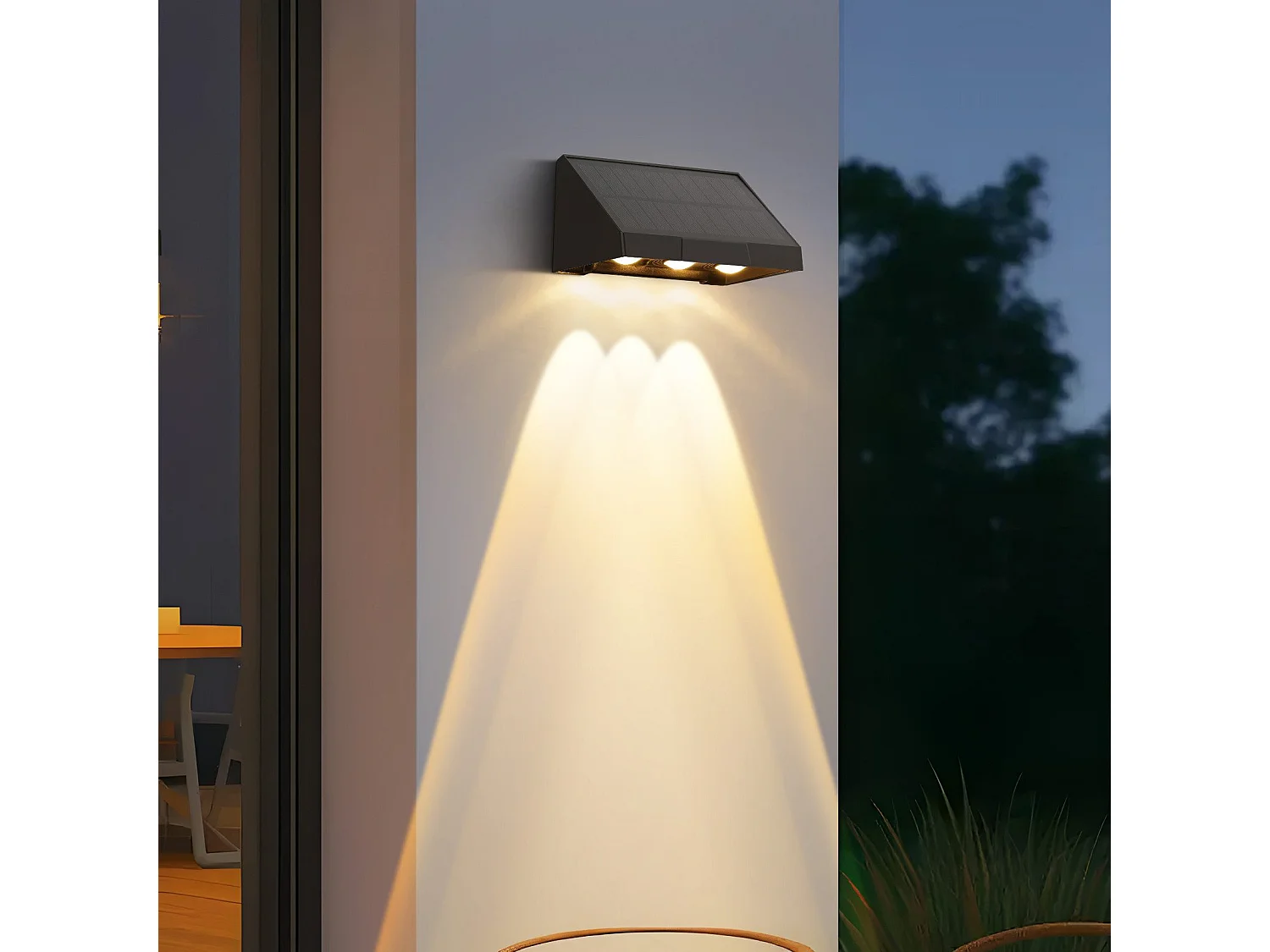 NETTLIFE Solarleuchten für den Garten im Freien – 4 LED-Solar-Wandleuchten, 2 Modi, 3000 K, Warmweiß