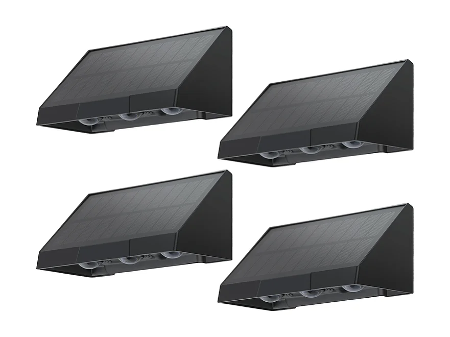 Lampes solaires NETTLIFE pour jardin extérieur - 4 appliques murales solaires LED 2 modes 3000 K blanc chaud