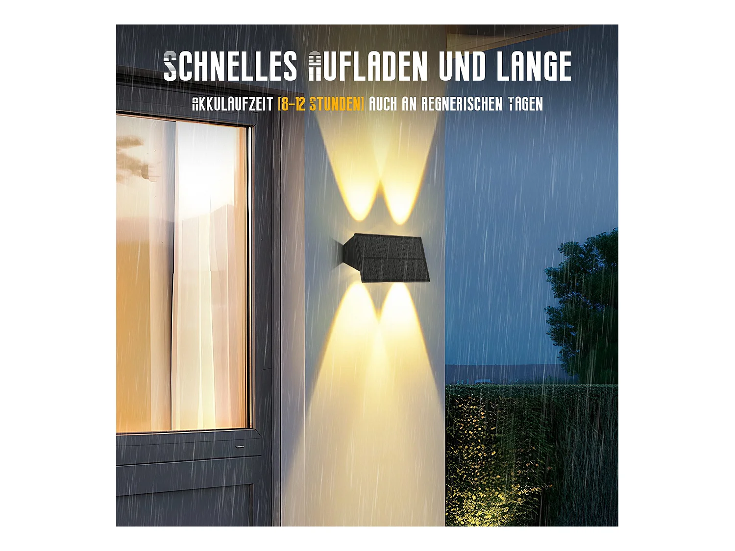 Lampes solaires d'extérieur NETTLIFE - 4 appliques murales solaires d'extérieur, éclairage extérieur, blanc chaud