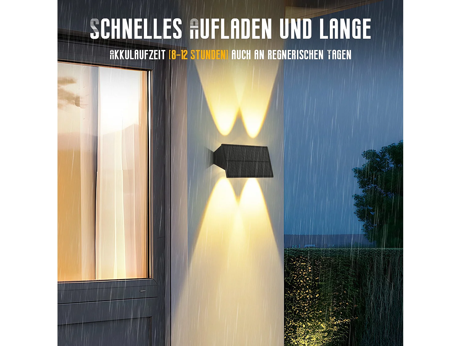 Lampes solaires d'extérieur NETTLIFE - 4 appliques murales solaires d'extérieur, éclairage extérieur, blanc chaud