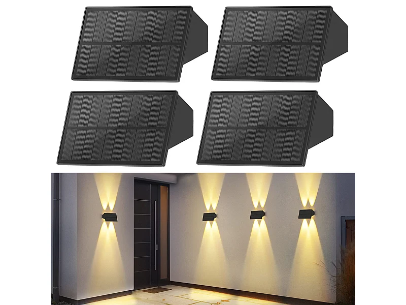 NETTLIFE Buitenzonnelampen - 4-pack Buitenzonnewandlampen, Buitenverlichting, Warm Wit