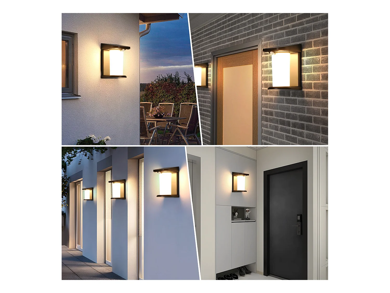 NETTLIFE Buitenzonnelampen met bewegingssensor - 2-pack Zonnewandlampen met 2 standen, waterdichte buitenverlichting 3000K
