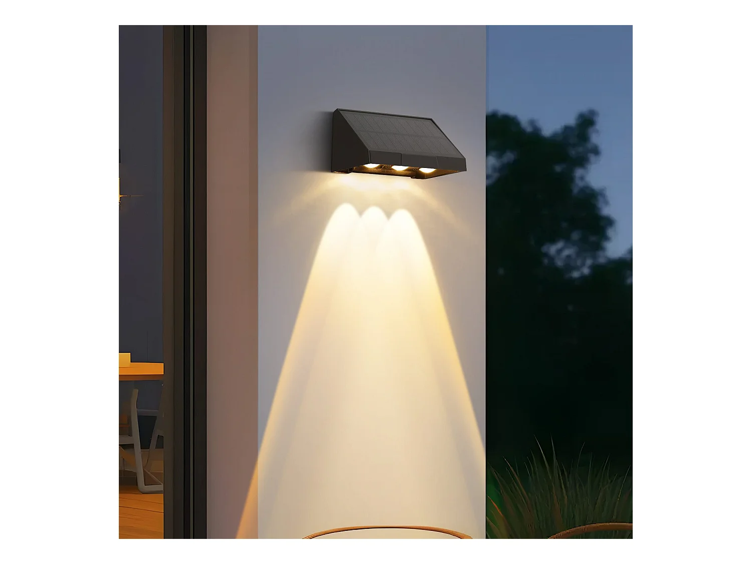 NETTLIFE Solarleuchten für den Außenbereich – 2 LED-Solar-Wandleuchten für den Außenbereich, 3000 K Warmweiß