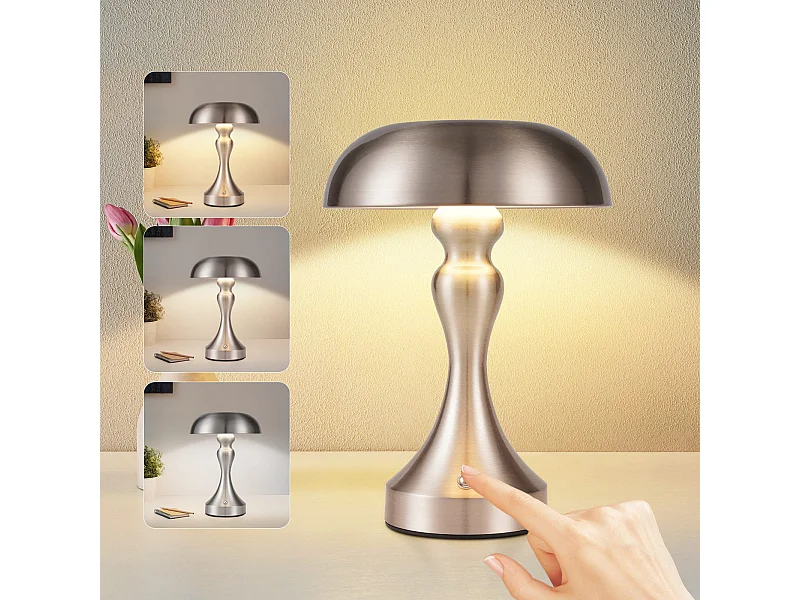 NETTLIFE LED-bedlamp met touchbediening, dimbaar, draadloos, oplaadbaar, vintage stijl