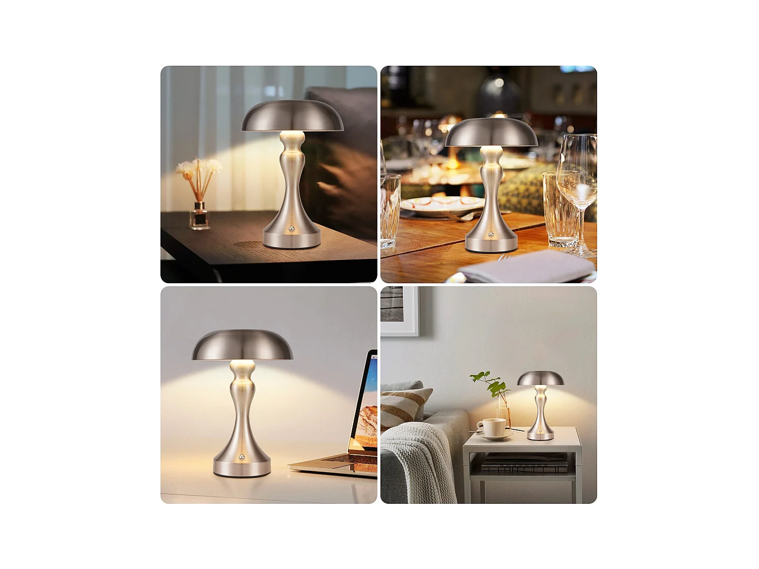 NETTLIFE LED-bedlamp met touchbediening, dimbaar, draadloos, oplaadbaar, vintage stijl