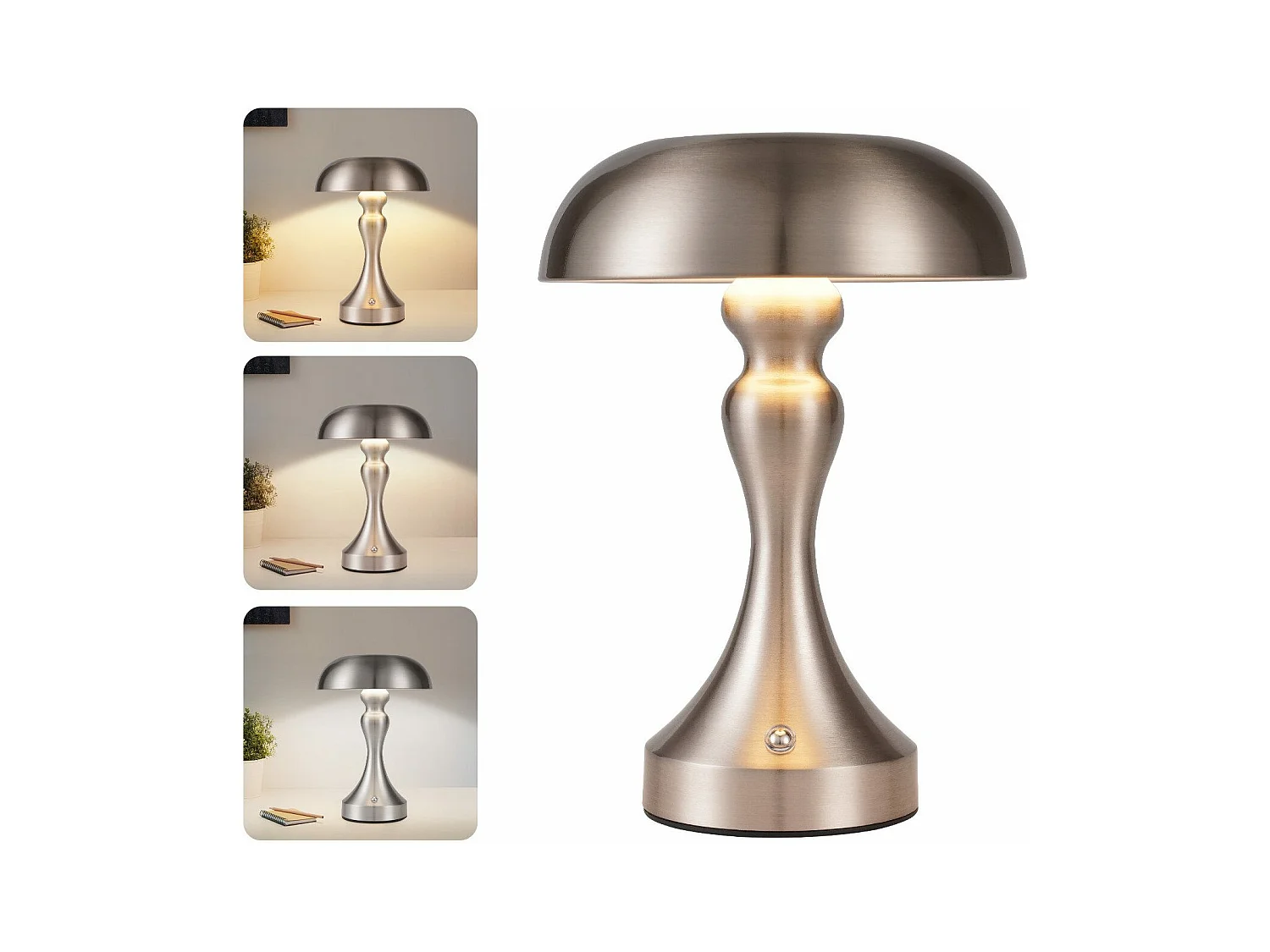 NETTLIFE LED-bedlamp met touchbediening, dimbaar, draadloos, oplaadbaar, vintage stijl
