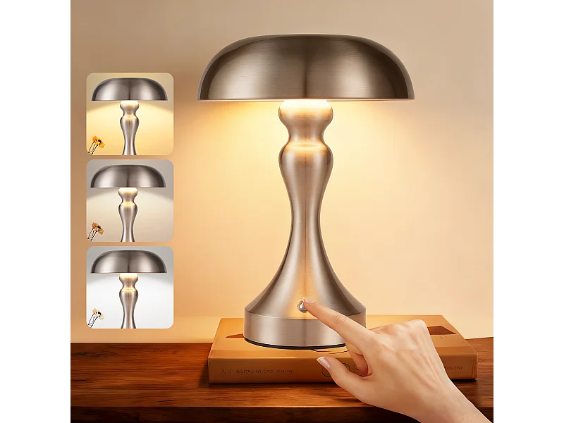 NETTLIFE Lampka nocna LED z funkcją ściemniania dotykowego, bezprzewodowa, ładowana przez USB, styl vintage