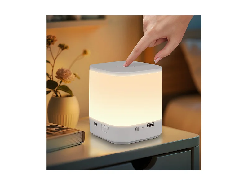 Lámparas de mesa LED NETTLIFE, paquete  con batería recargable de 1800 mAh, regulables táctilmente 3000-6500K USB 3 temperaturas de color y