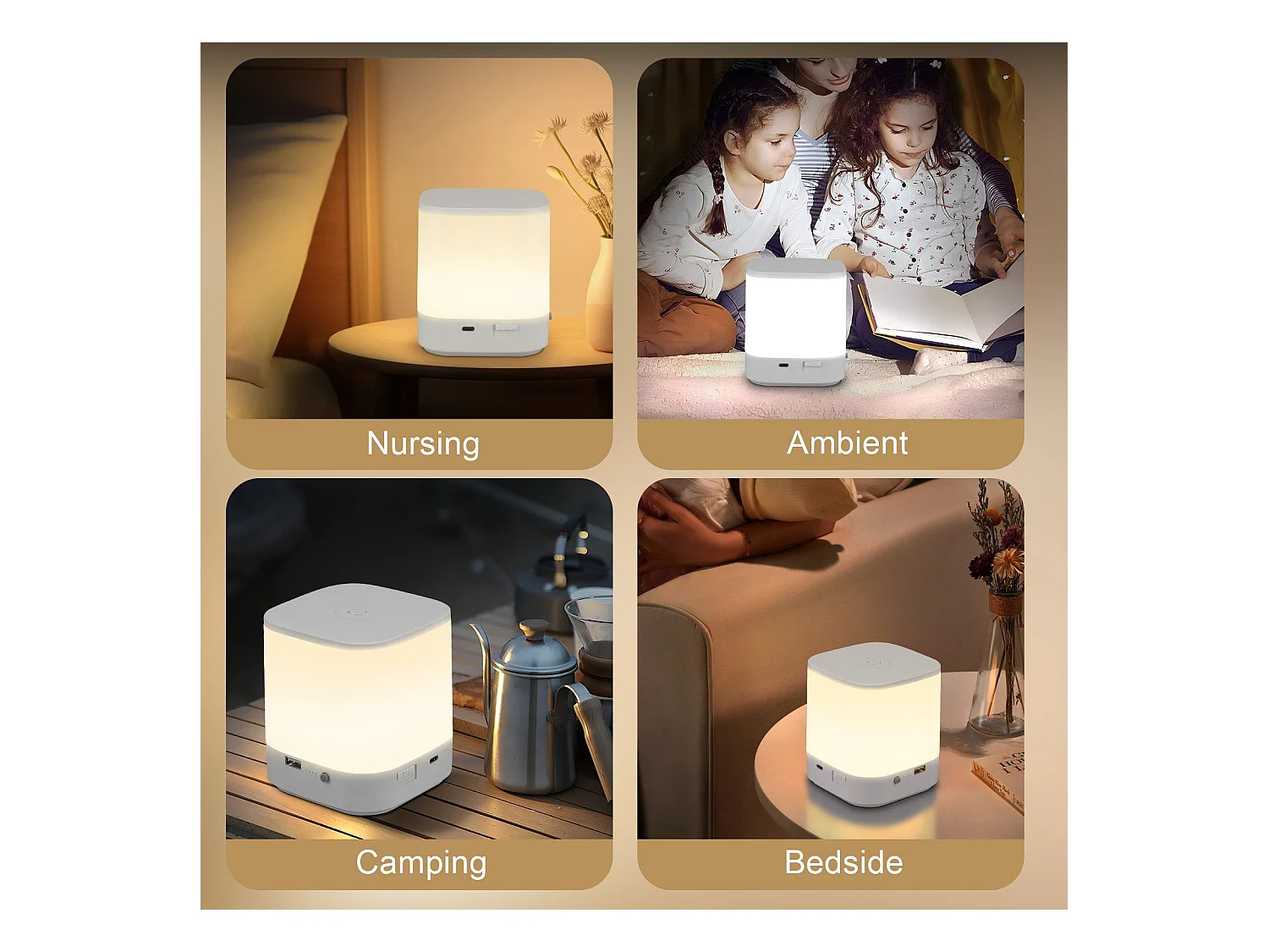 Lot de  lampes de table LED NETTLIFE avec batterie rechargeable de 1800 mAh, variateur tactile 3000-6500 K USB avec 3 températures de couleur