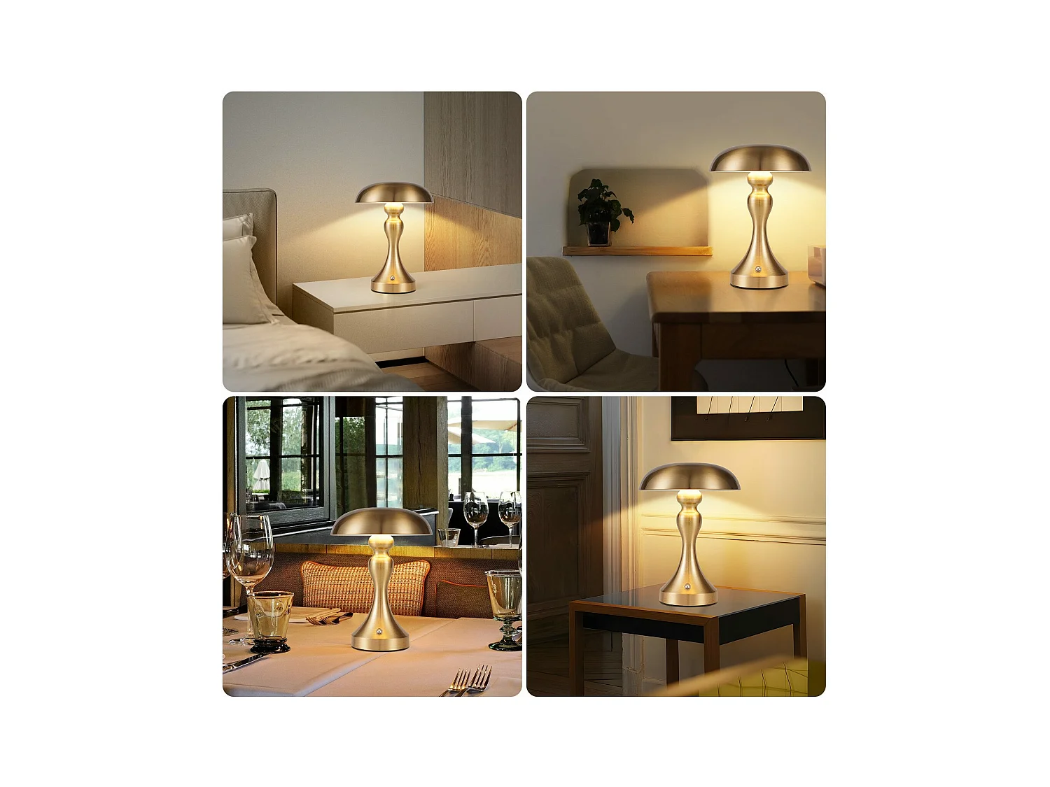 NETTLIFE LED-bedlamp met touchbediening, dimbaar, draadloos, oplaadbaar, vintage stijl