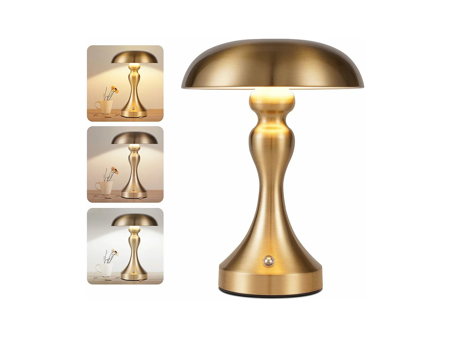 NETTLIFE LED-Nachttischlampe, Touch-dimmbar, kabellos, USB wiederaufladbar, Vintage-Stil