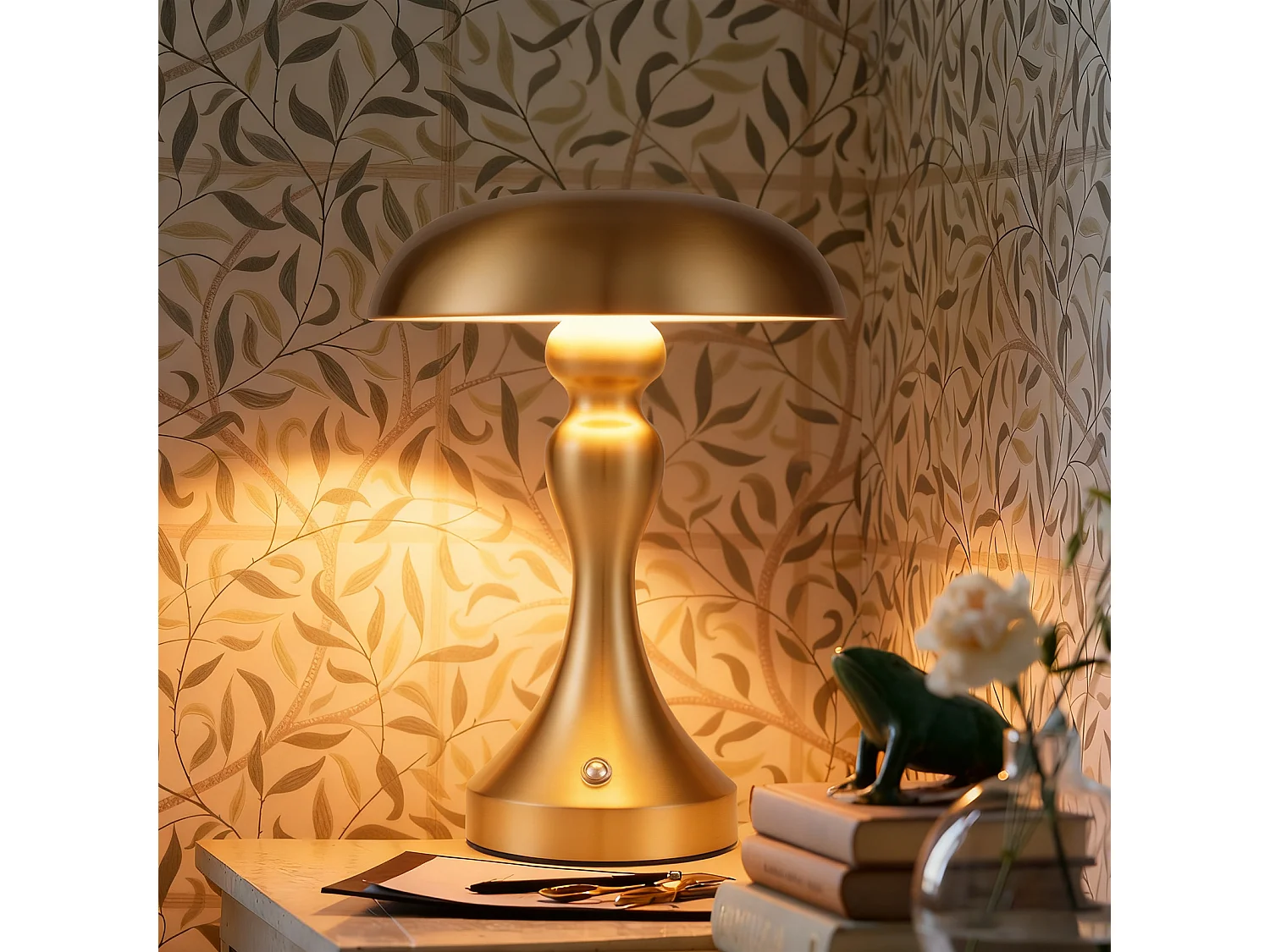 NETTLIFE Lampka nocna LED z funkcją ściemniania dotykowego, bezprzewodowa, ładowana przez USB, styl vintage