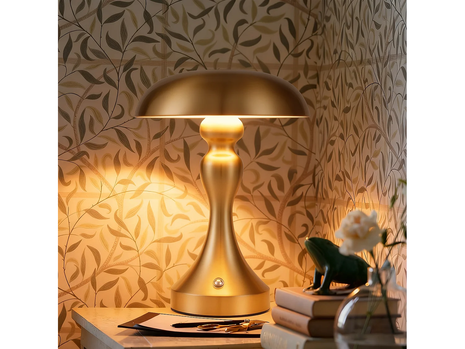 Lampe de chevet LED NETTLIFE tactile, intensité variable, sans fil, rechargeable par USB, style vintage