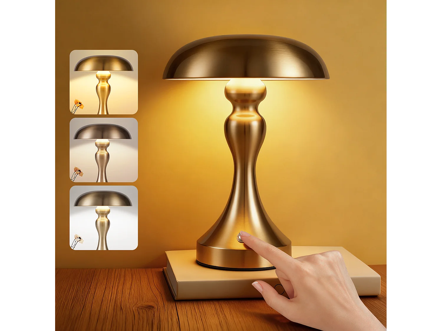 Lampe de chevet LED NETTLIFE tactile, intensité variable, sans fil, rechargeable par USB, style vintage