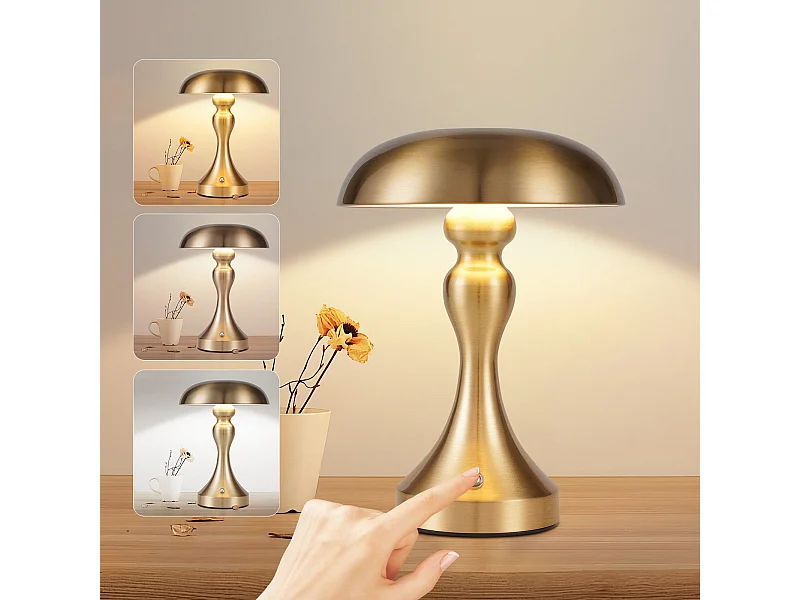 Lampe de chevet LED NETTLIFE tactile, intensité variable, sans fil, rechargeable par USB, style vintage