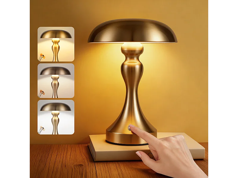 Lampe de chevet LED NETTLIFE tactile, intensité variable, sans fil, rechargeable par USB, style vintage