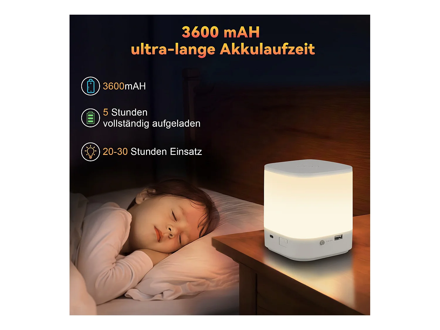 Lot de 2 lampes de table LED NETTLIFE avec 3 températures de couleur, lampe de chevet, batterie 3600 mAH, chargement USB