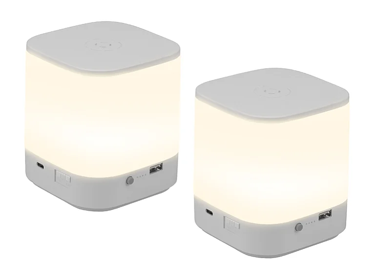 Lot de 2 lampes de table LED NETTLIFE avec 3 températures de couleur, lampe de chevet, batterie 3600 mAH, chargement USB