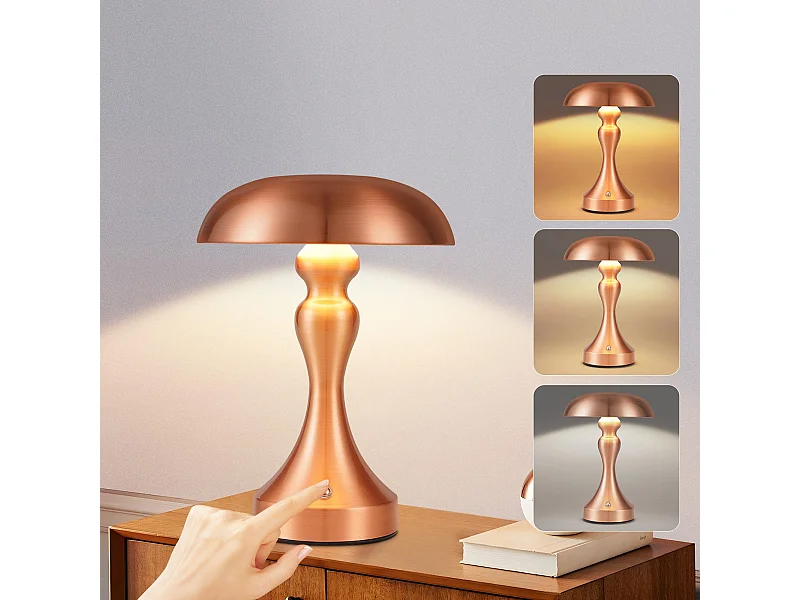 NETTLIFE Lampka nocna LED z funkcją ściemniania dotykowego, bezprzewodowa, ładowana przez USB, styl vintage