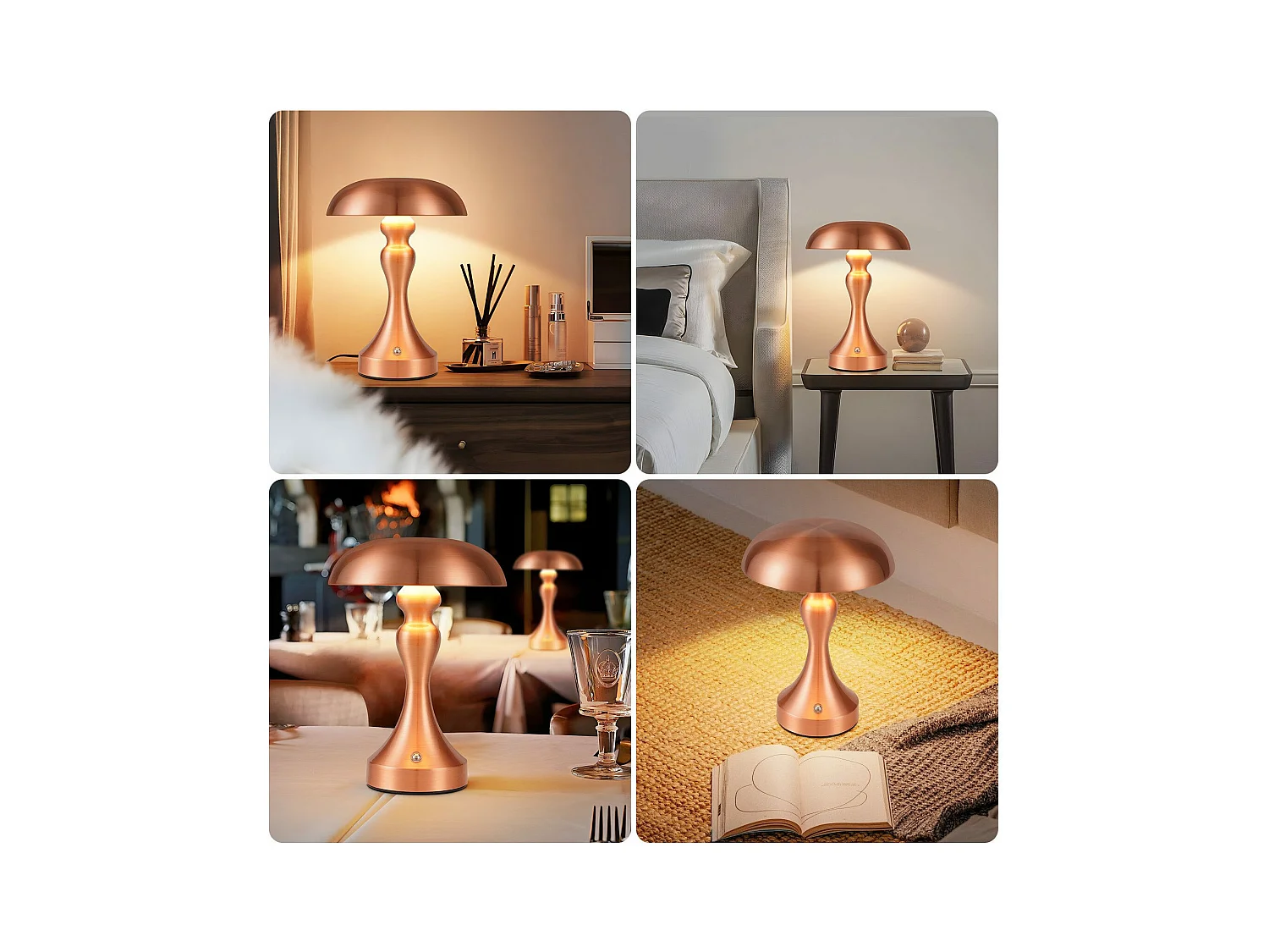 Lámpara de noche LED NETTLIFE, táctil, regulable, inalámbrica, con batería, vintage, recargable por USB