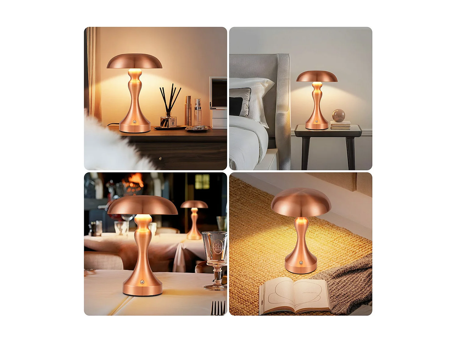 Lampe de chevet LED NETTLIFE tactile, intensité variable, sans fil, rechargeable par USB, style vintage