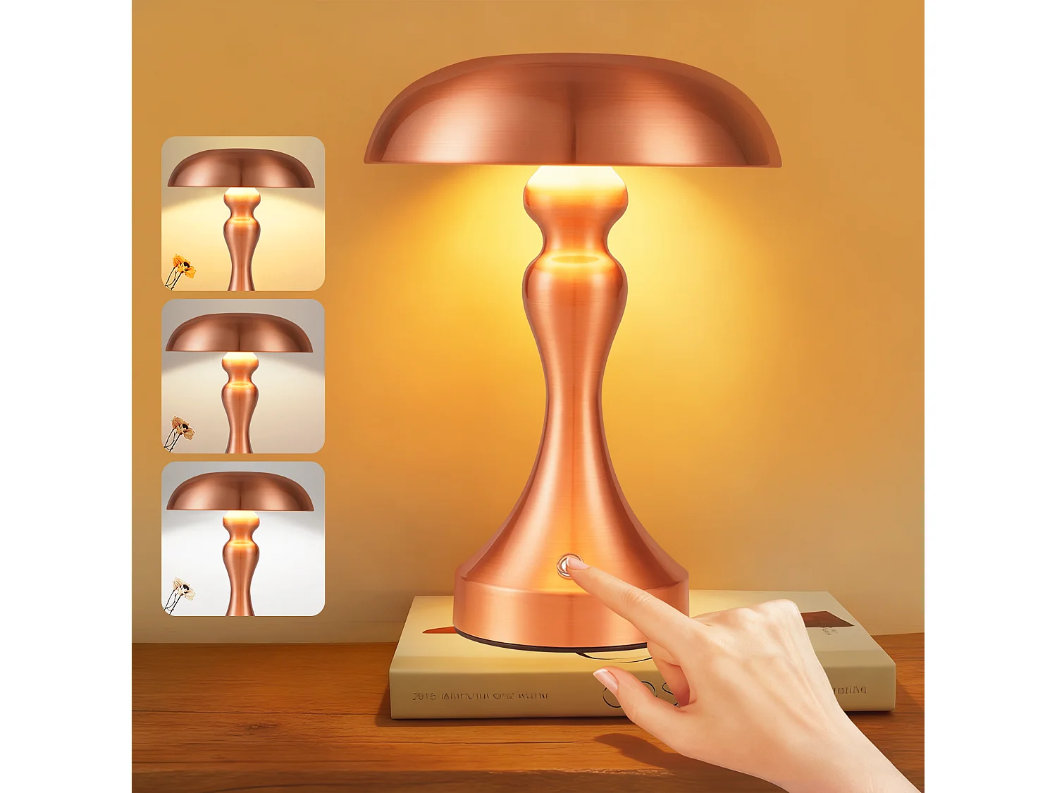 Lampe de chevet LED NETTLIFE tactile, intensité variable, sans fil, rechargeable par USB, style vintage