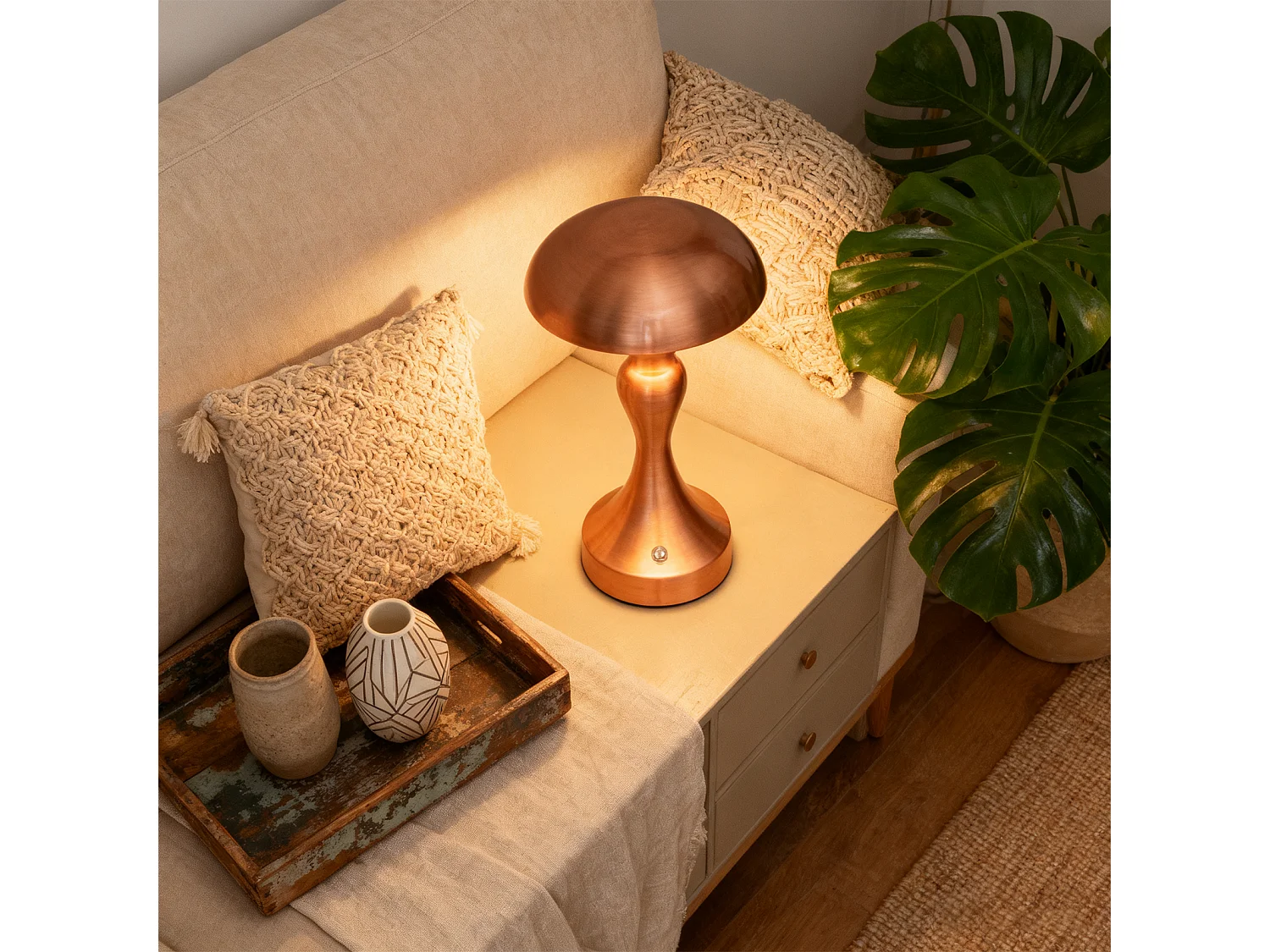 Lampe de chevet LED NETTLIFE tactile, intensité variable, sans fil, rechargeable par USB, style vintage