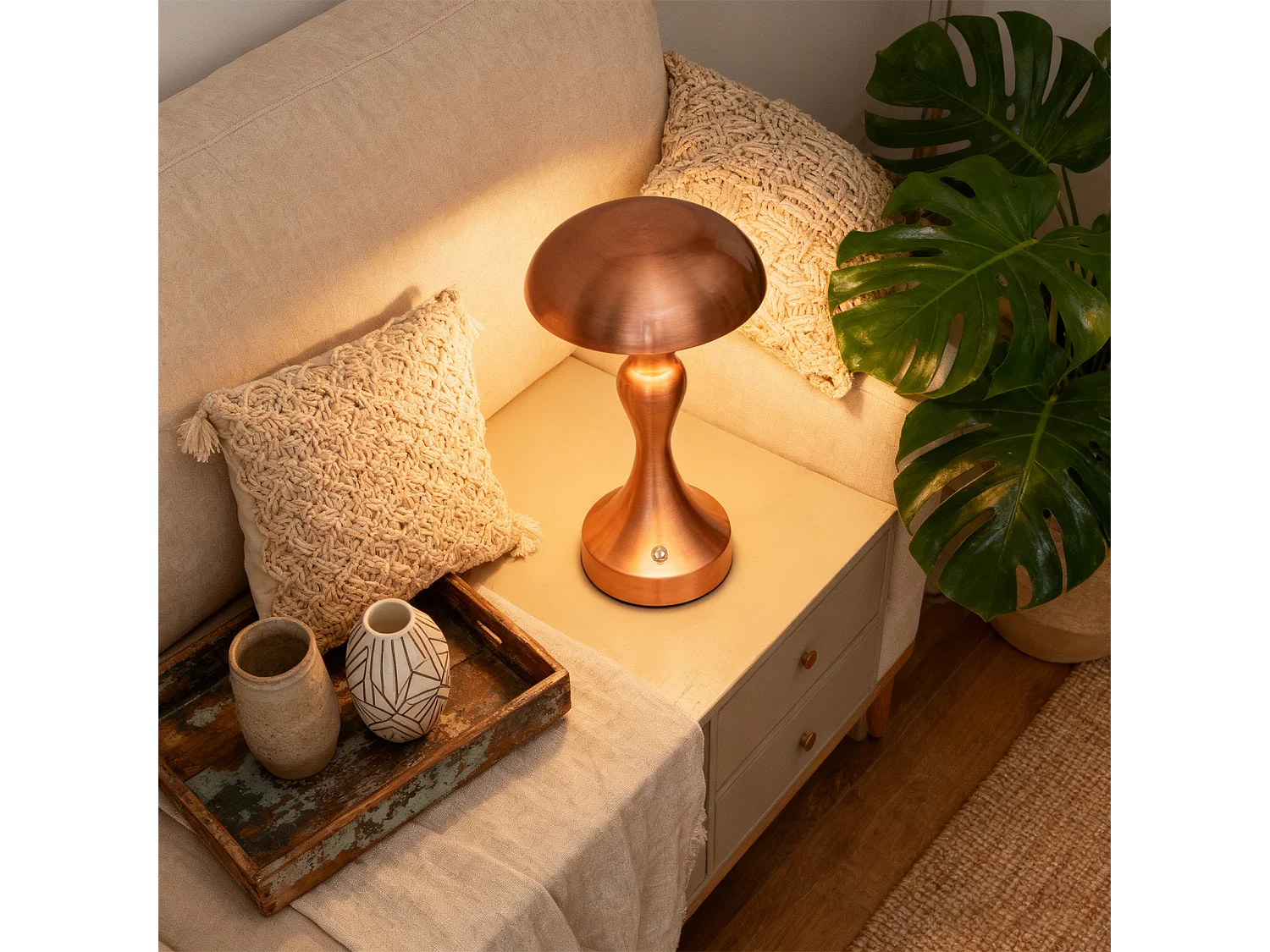 NETTLIFE Lampka nocna LED z funkcją ściemniania dotykowego, bezprzewodowa, ładowana przez USB, styl vintage