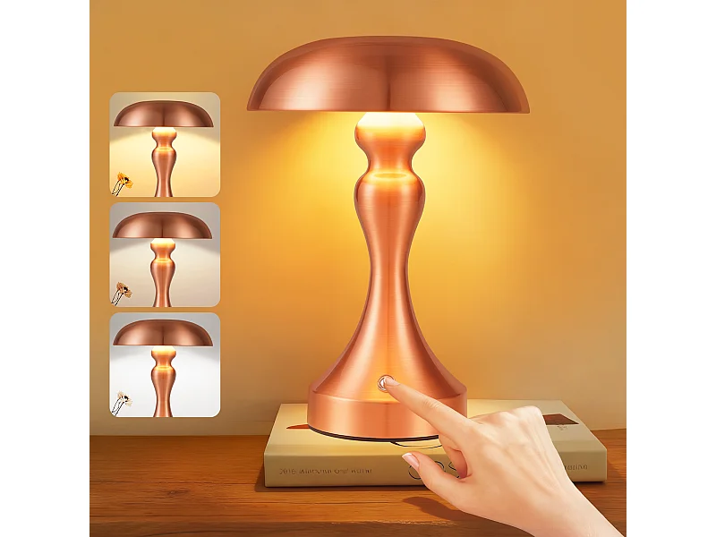 NETTLIFE Lampka nocna LED z funkcją ściemniania dotykowego, bezprzewodowa, ładowana przez USB, styl vintage