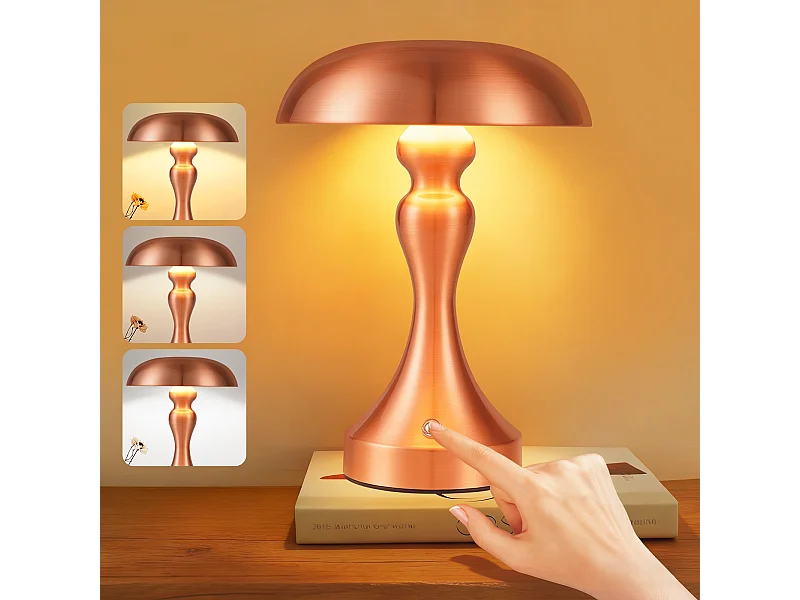 NETTLIFE Lampka nocna LED z funkcją ściemniania dotykowego, bezprzewodowa, ładowana przez USB, styl vintage