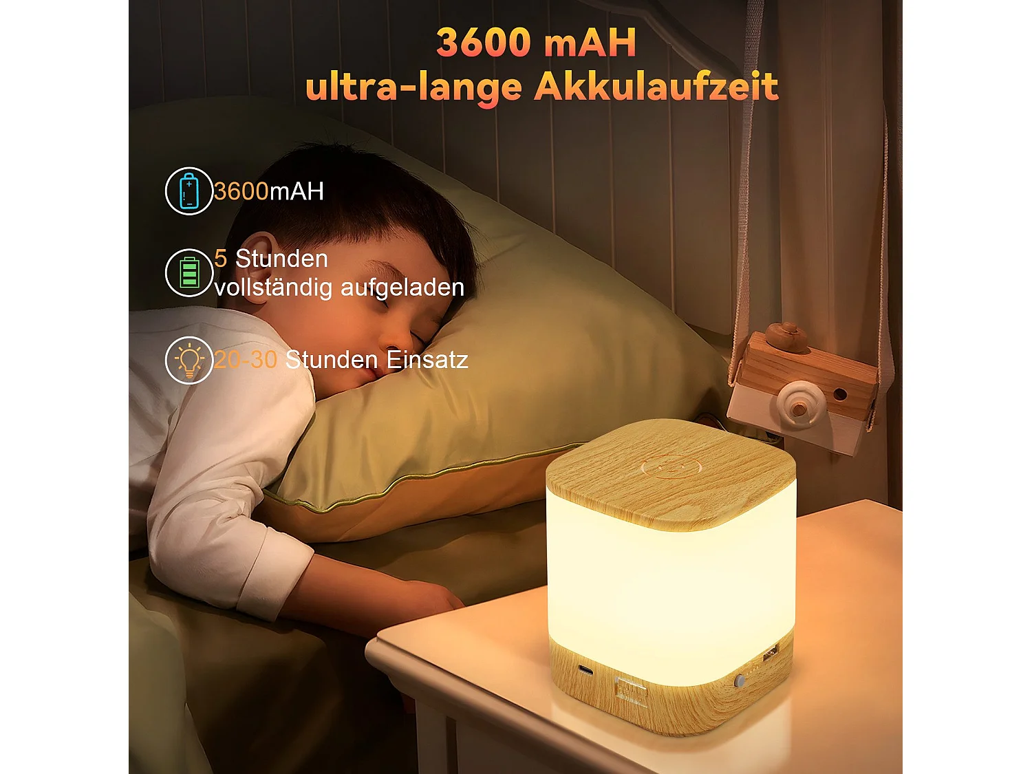 Lot de 2 lampes de table LED NETTLIFE avec 3 températures de couleur, lampe de chevet, batterie 3600 mAH, chargement USB