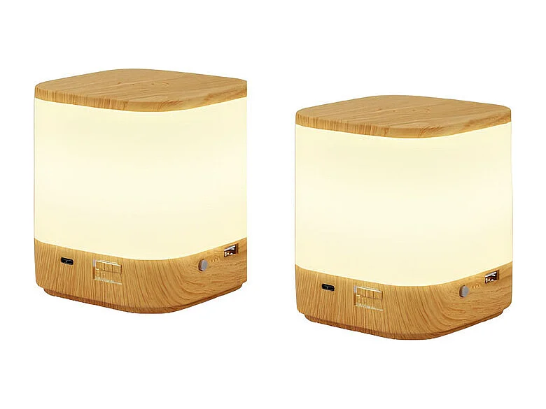 Lot de 2 lampes de table LED NETTLIFE avec 3 températures de couleur, lampe de chevet, batterie 3600 mAH, chargement USB