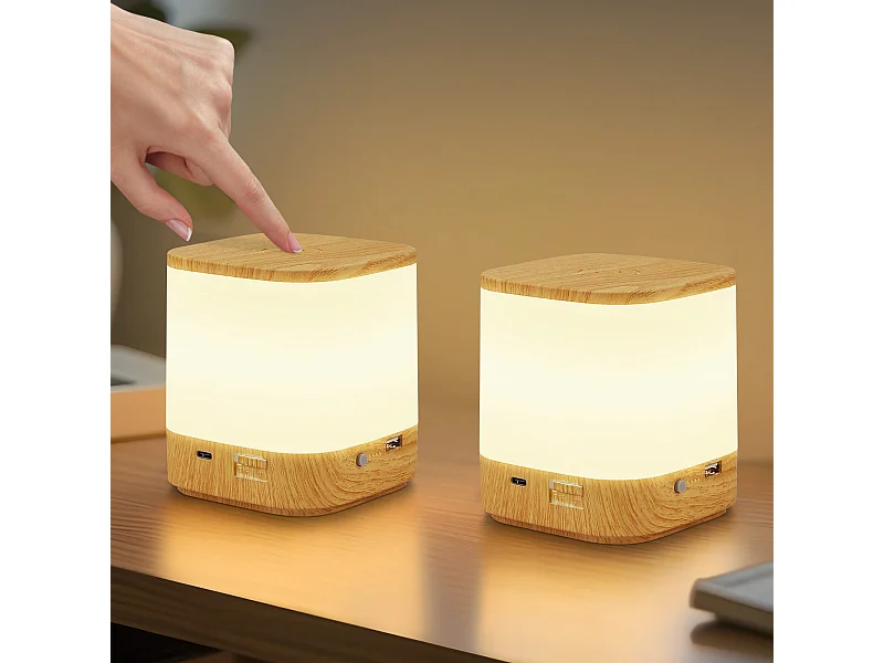 Lot de 2 lampes de table LED NETTLIFE avec 3 températures de couleur, lampe de chevet, batterie 3600 mAH, chargement USB