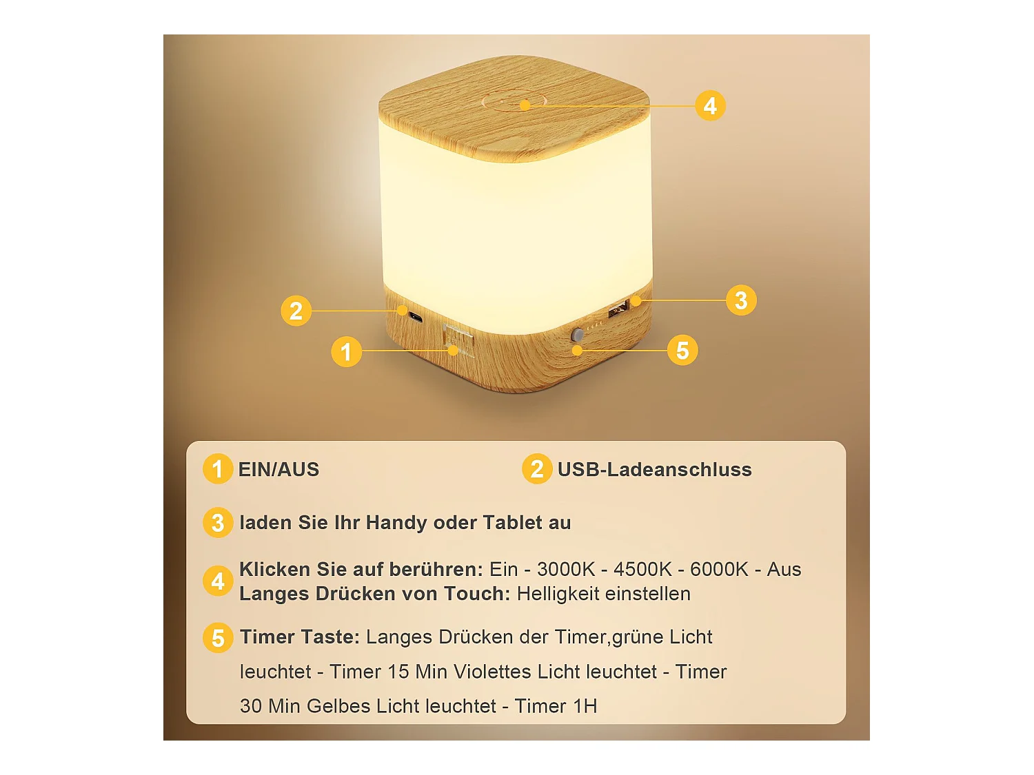 NETTLIFE 2er-Pack LED-Tischlampen mit wiederaufladbarem 1800-mAh-Akku, 3000–6500 K, USB-Touch-Dimmer mit 3 Farbtemperaturen