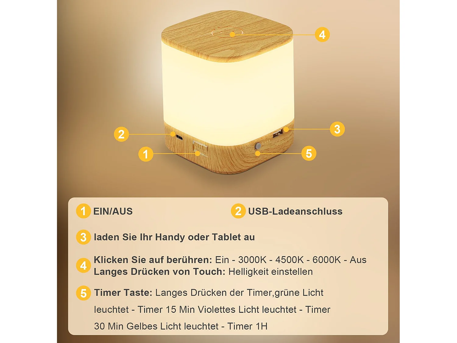 NETTLIFE 2er-Pack LED-Tischlampen mit wiederaufladbarem 1800-mAh-Akku, 3000–6500 K, USB-Touch-Dimmer mit 3 Farbtemperaturen