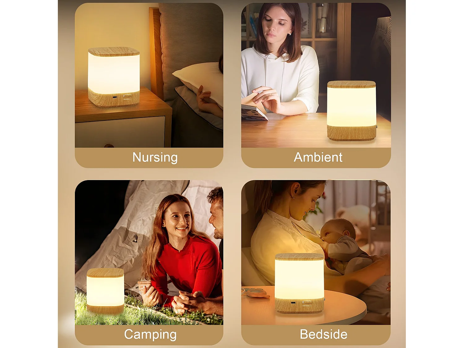 NETTLIFE 2er-Pack LED-Tischlampen mit wiederaufladbarem 1800-mAh-Akku, 3000–6500 K, USB-Touch-Dimmer mit 3 Farbtemperaturen