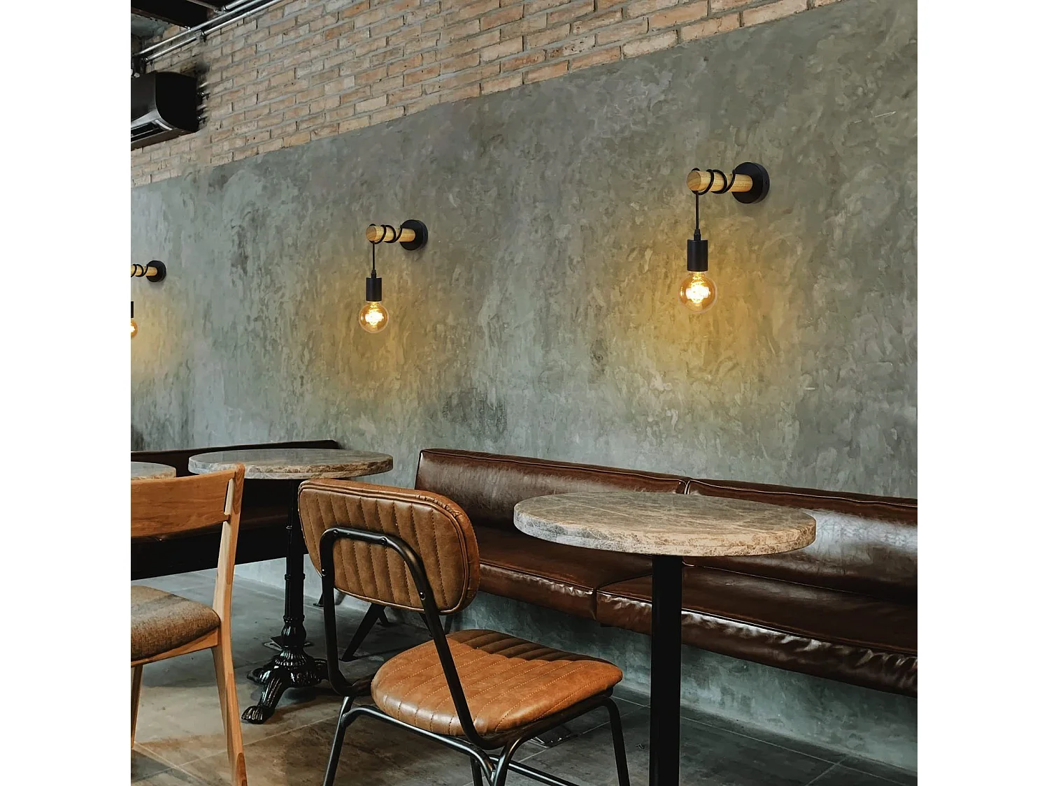 NETTLIFE Applique da parete industriale retrò, legno nero e metallo, attacco E27, da scrivania