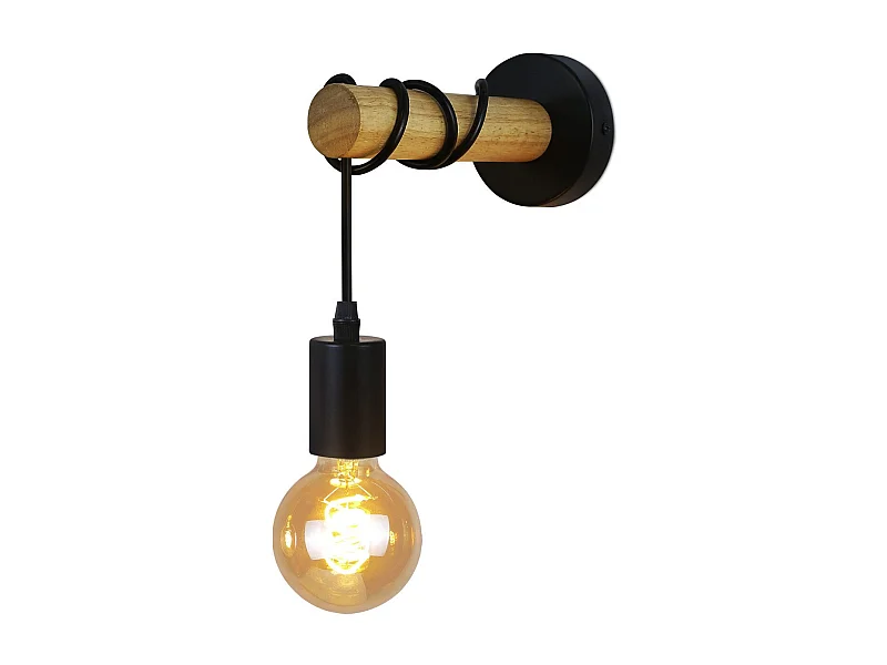NETTLIFE retro industriële wandlamp zwart hout metaal E27 kantoor