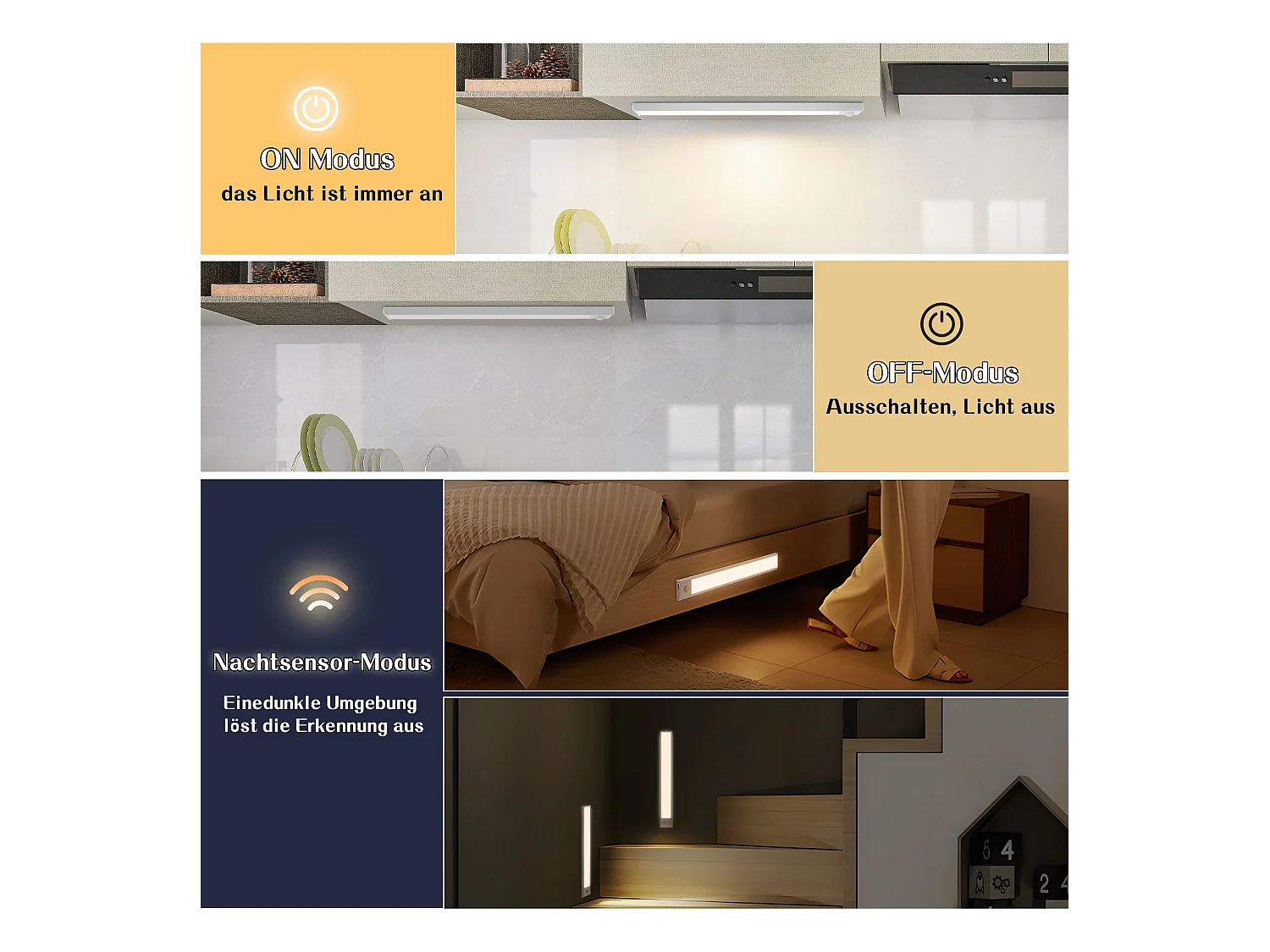 NETTLIFE LED-onderkastverlichting met bewegingssensor, USB-oplaadbaar, 1500 mAh, ideaal voor kast, gang of garderobe