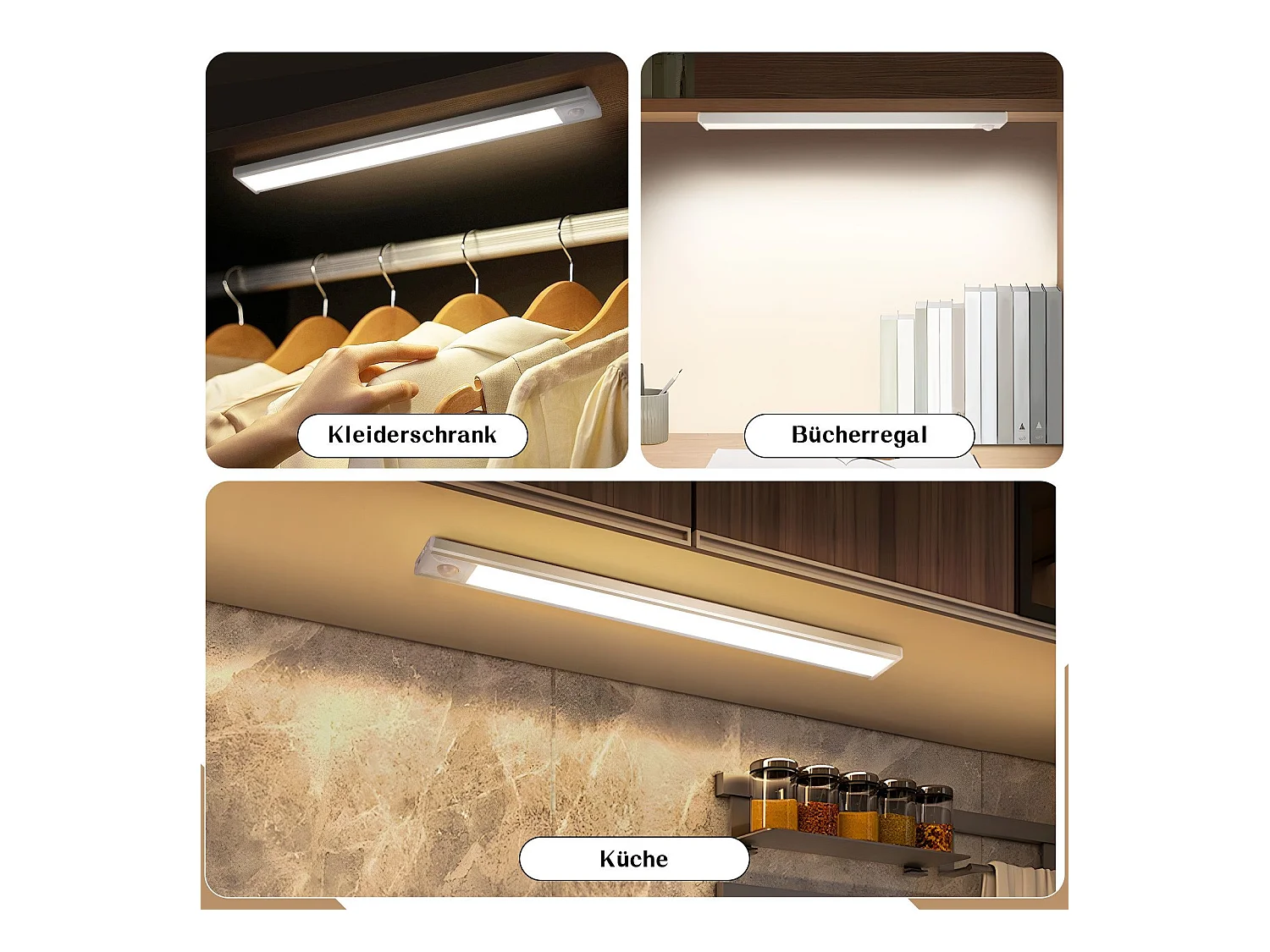 NETTLIFE LED-onderkastverlichting met bewegingssensor, USB-oplaadbaar, 1500 mAh, ideaal voor kast, gang of garderobe