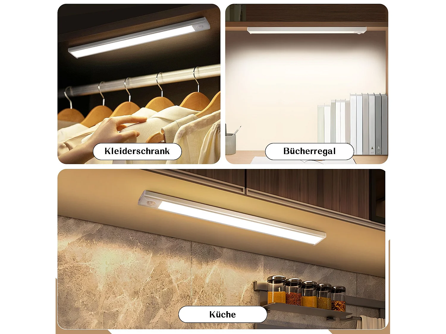 NETTLIFE LED-onderkastverlichting met bewegingssensor, USB-oplaadbaar, 1500 mAh, ideaal voor kast, gang of garderobe