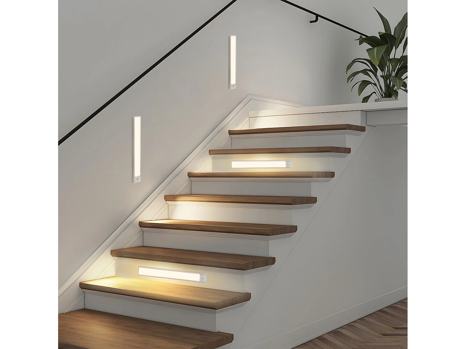 2 x NETTLIFE LED-onderkastverlichting met bewegingssensor, USB-oplaadbaar, 1500 mAh, ideaal voor kast, gang of meterkast