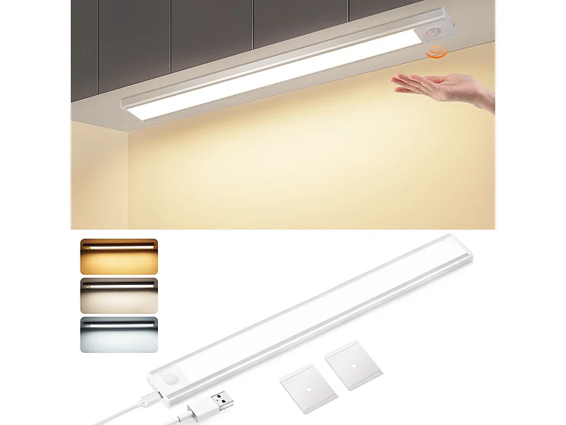 NETTLIFE LED-onderkastverlichting met bewegingssensor, USB-oplaadbaar, 1500 mAh, ideaal voor kast, gang of garderobe