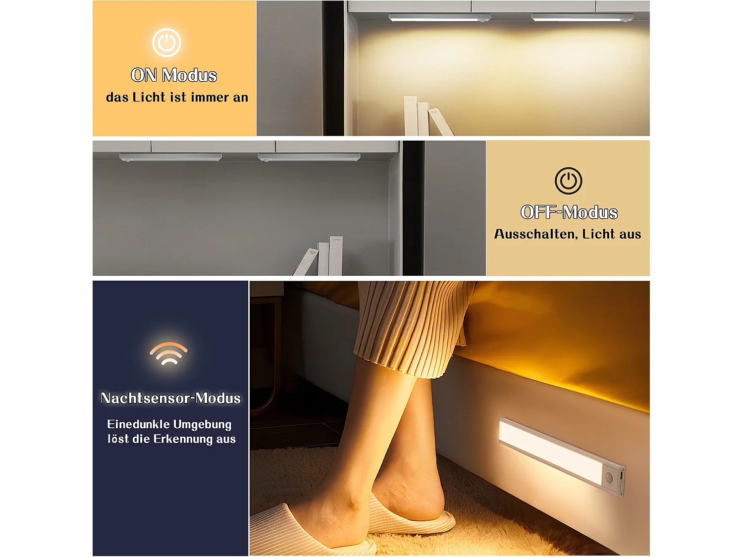 NETTLIFE LED-onderkastverlichting met bewegingssensor, USB-oplaadbaar, 1500 mAh, ideaal voor kast, gang of garderobe