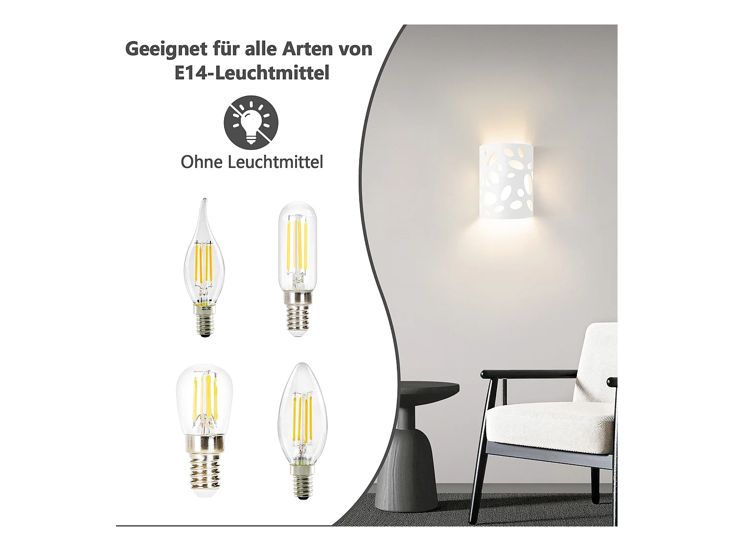 Applique murale d'intérieur NETTLIFE pour couloir - Éclairage vers le haut et vers le bas - Design moderne - E14